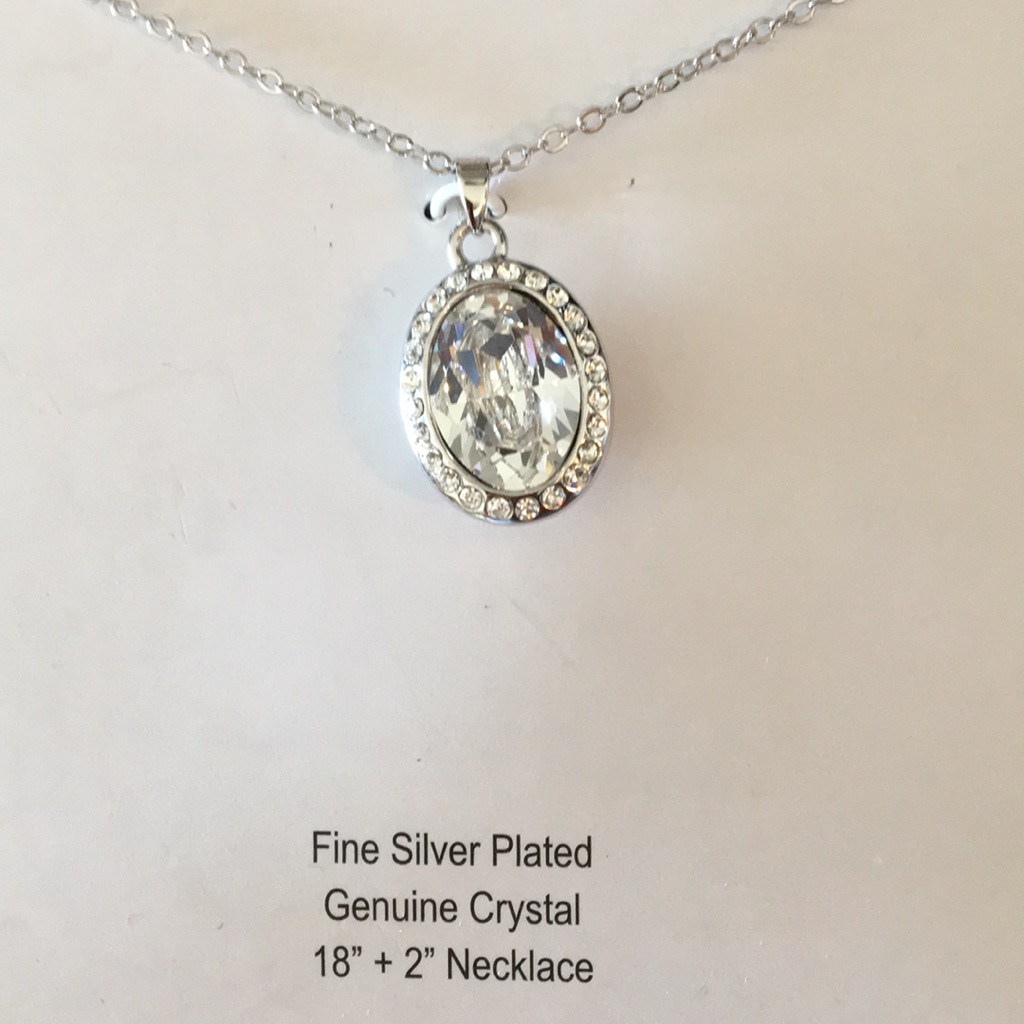 Badgley Mischka Huge Crystal Silver Plated Pendan 39$
